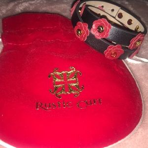Rustic Cuff red floral bracelet